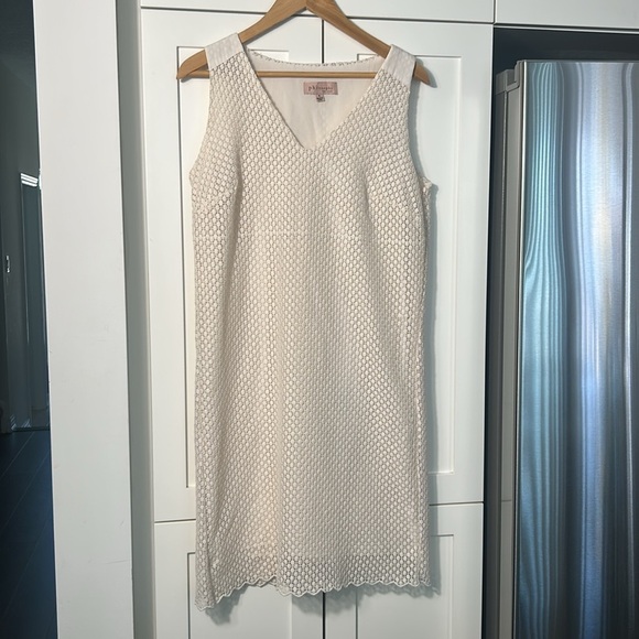 Philosophy Ivory Eyelet Sleeveless Vneck Shift Dress Size 8 - Picture 10 of 16